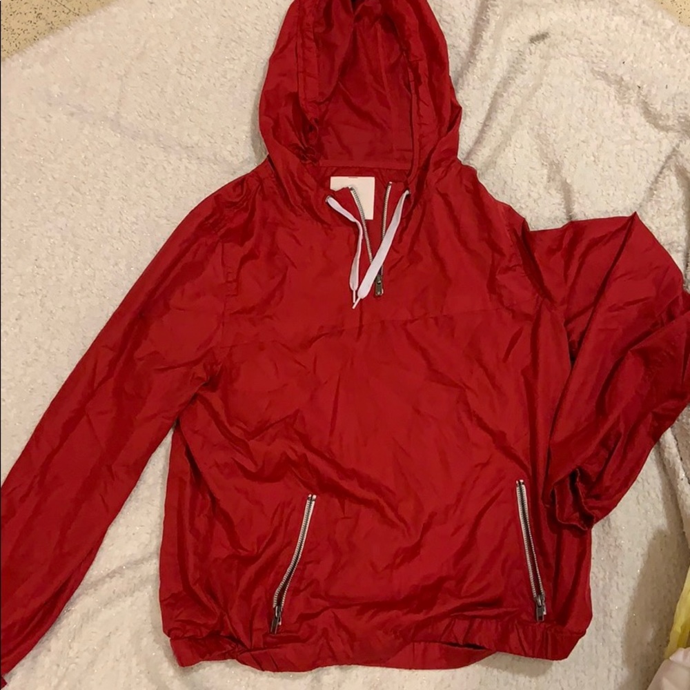 Large red windbreaker